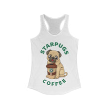 Load image into Gallery viewer, Starpugs Coffee &amp; Pug Lover Racerback Tank Top
