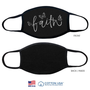 "Faith" Black Face Mask 100% Cotton