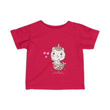 Laden Sie das Bild in den Galerie-Viewer, Red Unicat Mermaid Unicorn Infant Girls Tee
