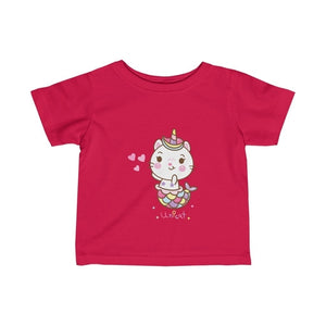 Red Unicat Mermaid Unicorn Infant Girls Tee