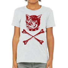 Load image into Gallery viewer, Danger kitty t-shirt for kids Corner of Carina 10 year heather gray 
