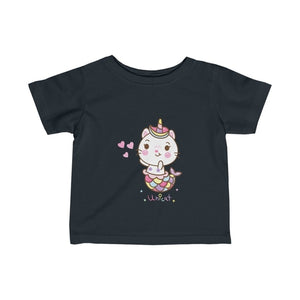 Black Unicat Mermaid Unicorn Infant Girls Tee